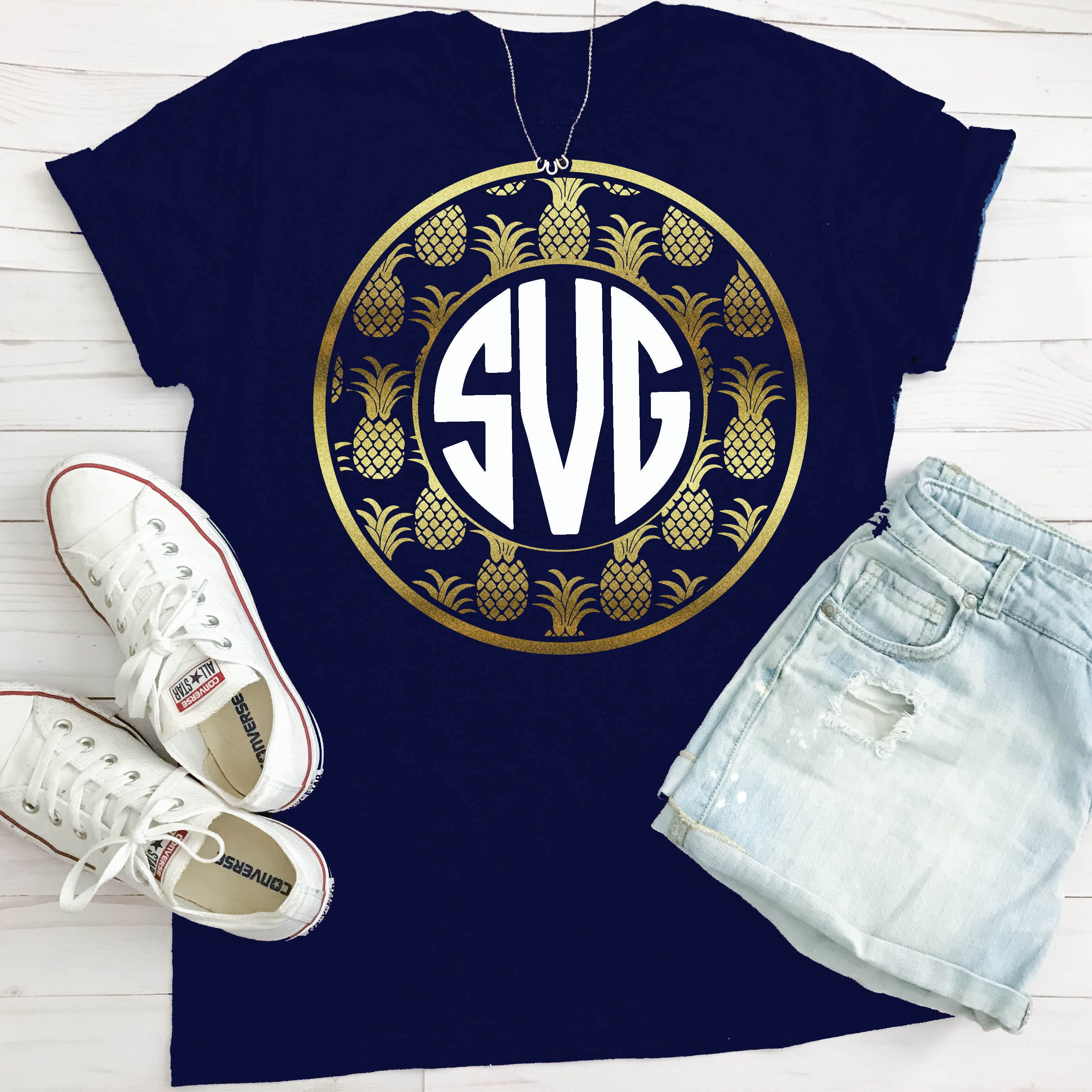 Download pineapple svg pineapple monogram svg circle Spring svg | Etsy