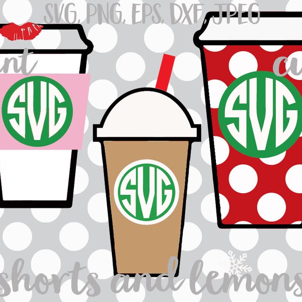 Coffee Monogram svg, coffee svg, coffee svg, split monogram svg, coffee cup svg, Monogram SVG DXF, Eps, coffee quote, Digital, svg, mug, lip