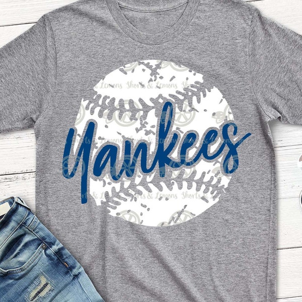 Yankees svg, Baseball svg, yankees baseball, distressed svg file, Download, shorts and lemons, shortsandlemons, commercial use, svg, dxf