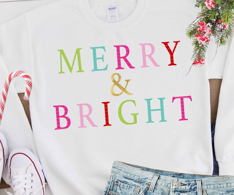 Download Merry and bright svg rainbow svg Christmas SVG DXF EPS | Etsy