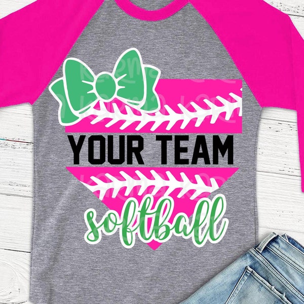 Softball SVG, Softball shirt, softball bow, softball team, svg, dxf, png, eps, Softball Mom svg, Download, transfer, shortsandlemons