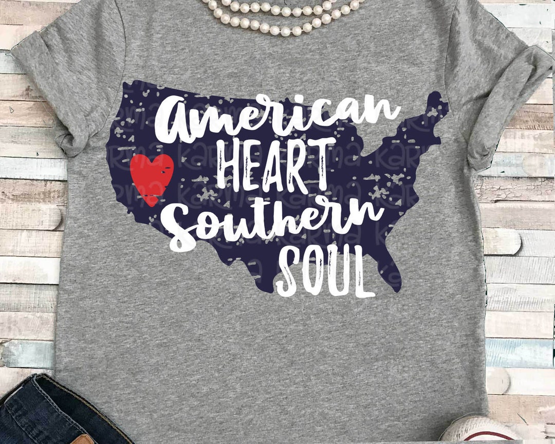 American Svg 4th of July Svg American Heart Southern Soul - Etsy