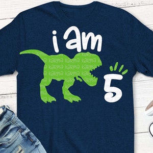 Dinosaure svg, 5 ans, svg, T-Rex svg, cinq garçons, anniversaire, 5e anniversaire, 1, 2, 3, 4, 5, 6, 7, 8, 9, 10, svg, dxf, chemise