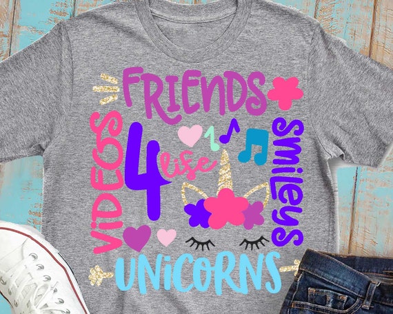 Download 4th birthday svg unicorn svg four svg 4 life svg 4 svg | Etsy