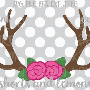 antlers svg, horns svg,boho svg, antler svg, Floral antlers, svg, Flower svg, Cutting File, hunting svg, deer antlers svg, boho antlers image 2