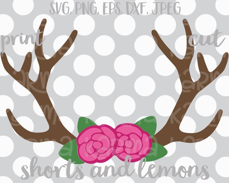 antlers svg, horns svg,boho svg, antler svg, Floral antlers, svg, Flower svg, Cutting File, hunting svg, deer antlers svg, boho antlers image 2