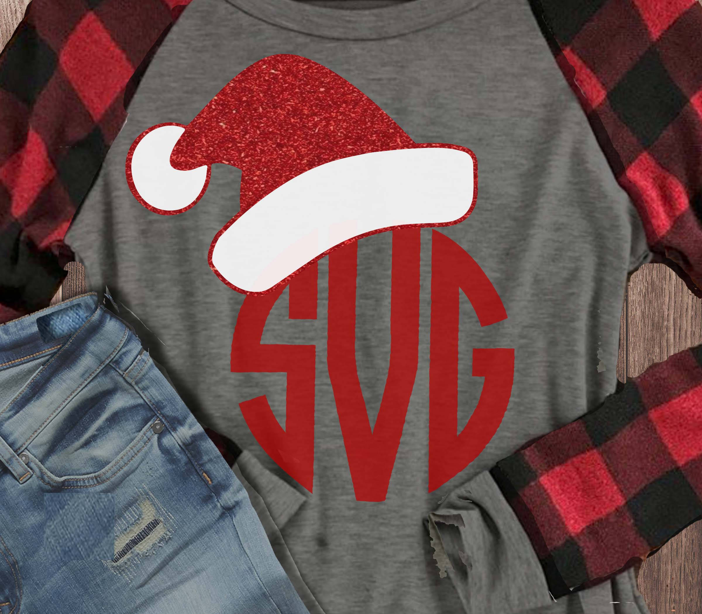 Download Santa hat Christmas svg Santa hat monogram svg SVG DXF | Etsy