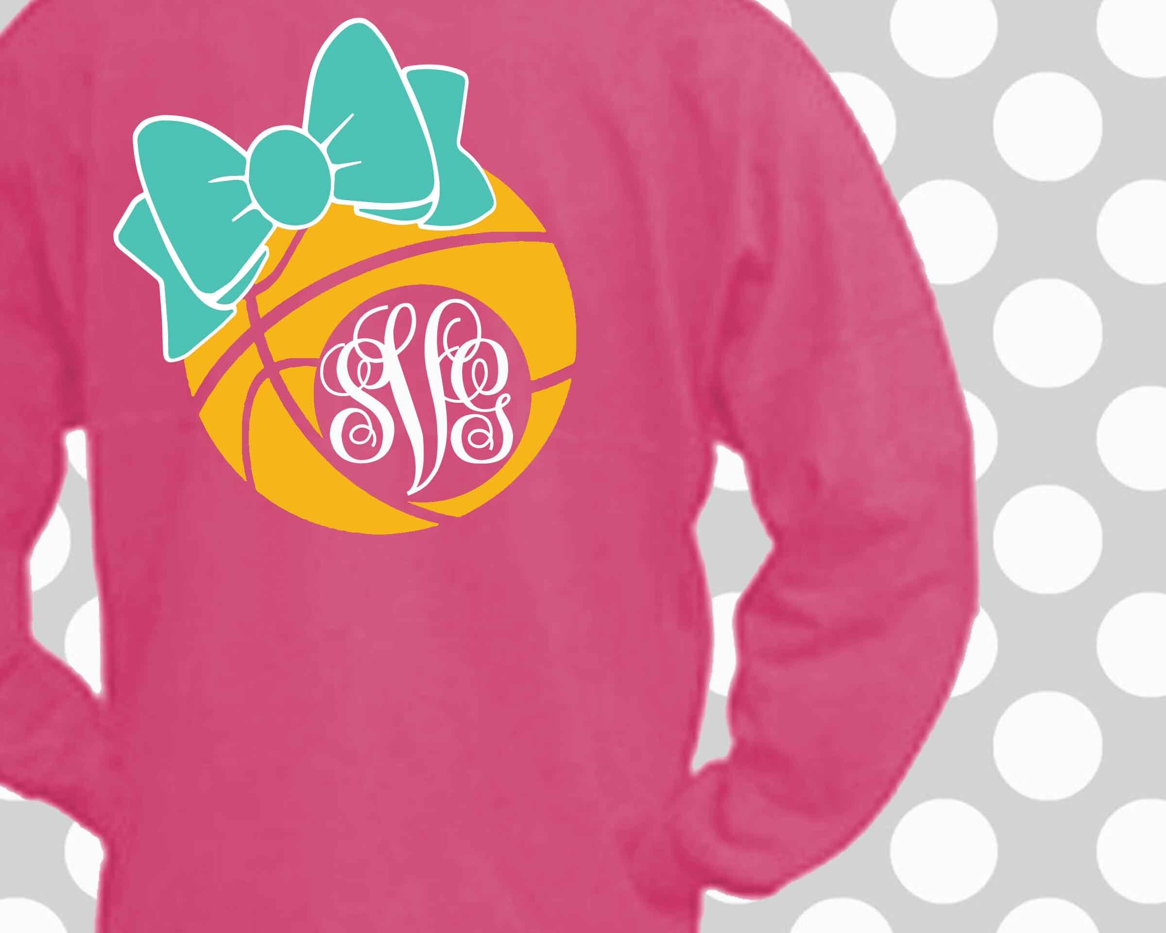 basketball svg bow decal cut file basketball shirt Etsy