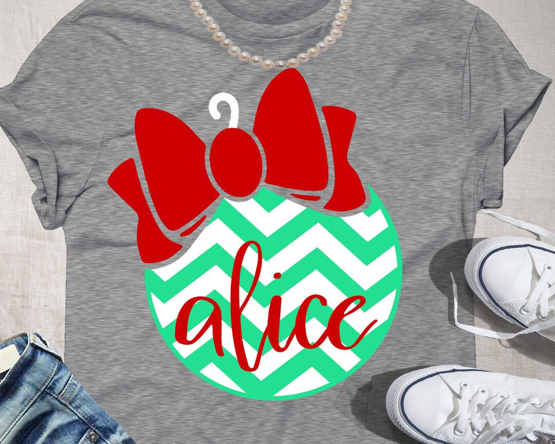 Christmas Svg Chevron Svg Bow Ornament Svg Files Monogram - Etsy