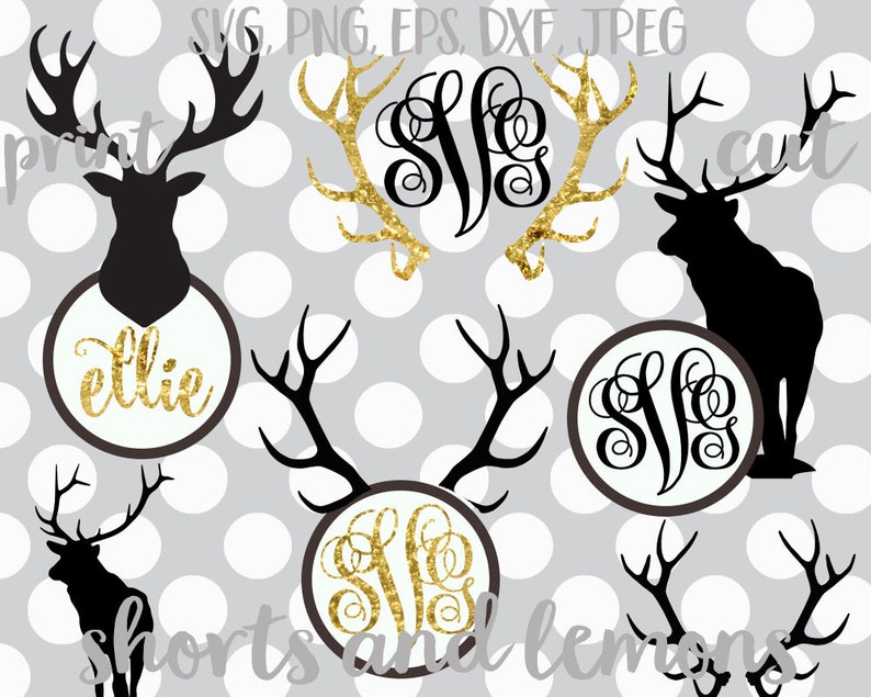 Download Antler monogram svg set rustic monogram svg deer svg | Etsy