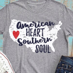 American Svg 4th of July Svg American Heart Southern Soul - Etsy