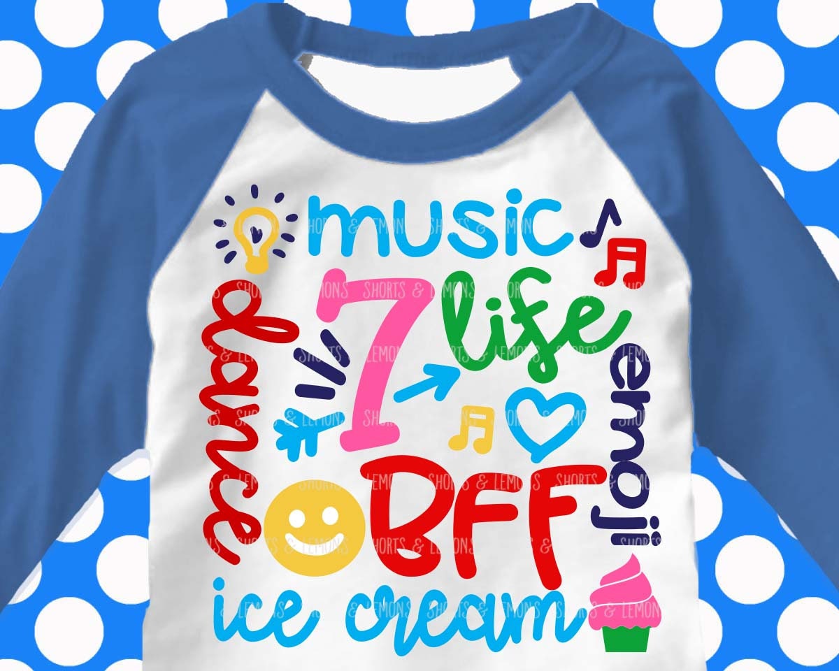 Download 7th birthday svg 7 svg music svg seven svg smiley | Etsy