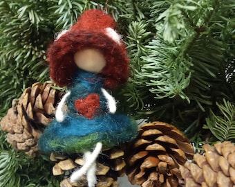 Love fairy,cute mini doll,Waldorf inspired dolls,unique handmade fairy,adorable Valentine gift, felted fairy, pine cone fairy,forest fairy