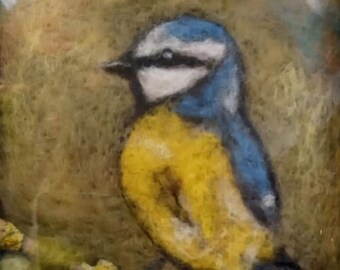 Blue tit  garden bird wool painting,spring wall decor Garden birds, Waldorf inspired bird,garden bird birthday gift,gift for Him for Her