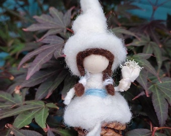 Snowflake fairy,handmade gift fairy,cute mini dolls,Waldorf inspired dolls, Christmas tree angel,adorable angel,snowdrops fairy,