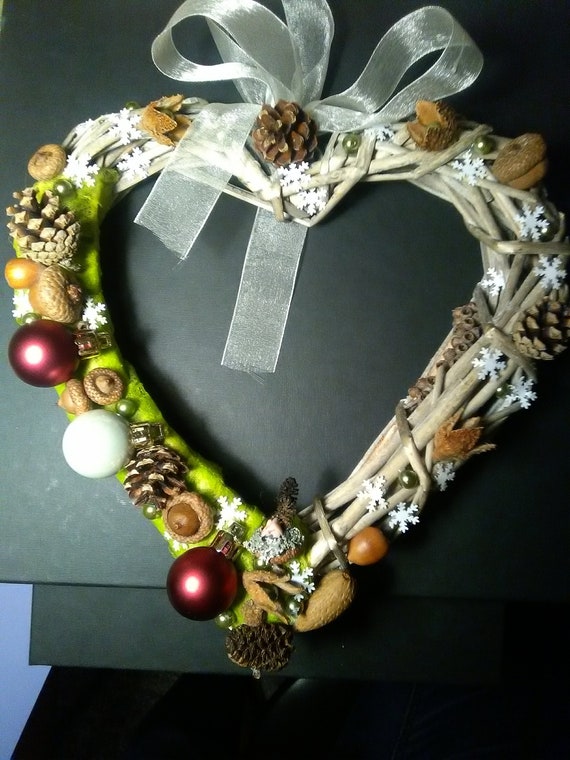Sale Heart Shape Wreathxmas Unique Handmade Wreath Festive Etsy