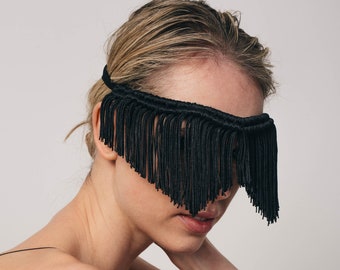 Schwarze Maskerade Maske - Sexy Bdsm Augenbinde - Makramee Maske - Fransen Augen Maske - Fashion Blind Maske - Bauchtanz Maske - Sexy Freundin Geschenk