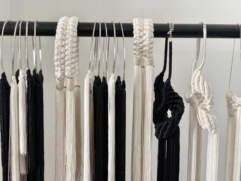 CLIO Long Macrame Fringe Necklace Alternative style Nu Goth necklace Modern Goth jewelry Gift ideas Statement Black Macrame necklace