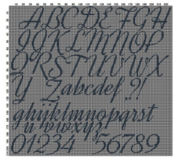 alphabet cross stitch pattern 32 stitch tall letters chart etsy