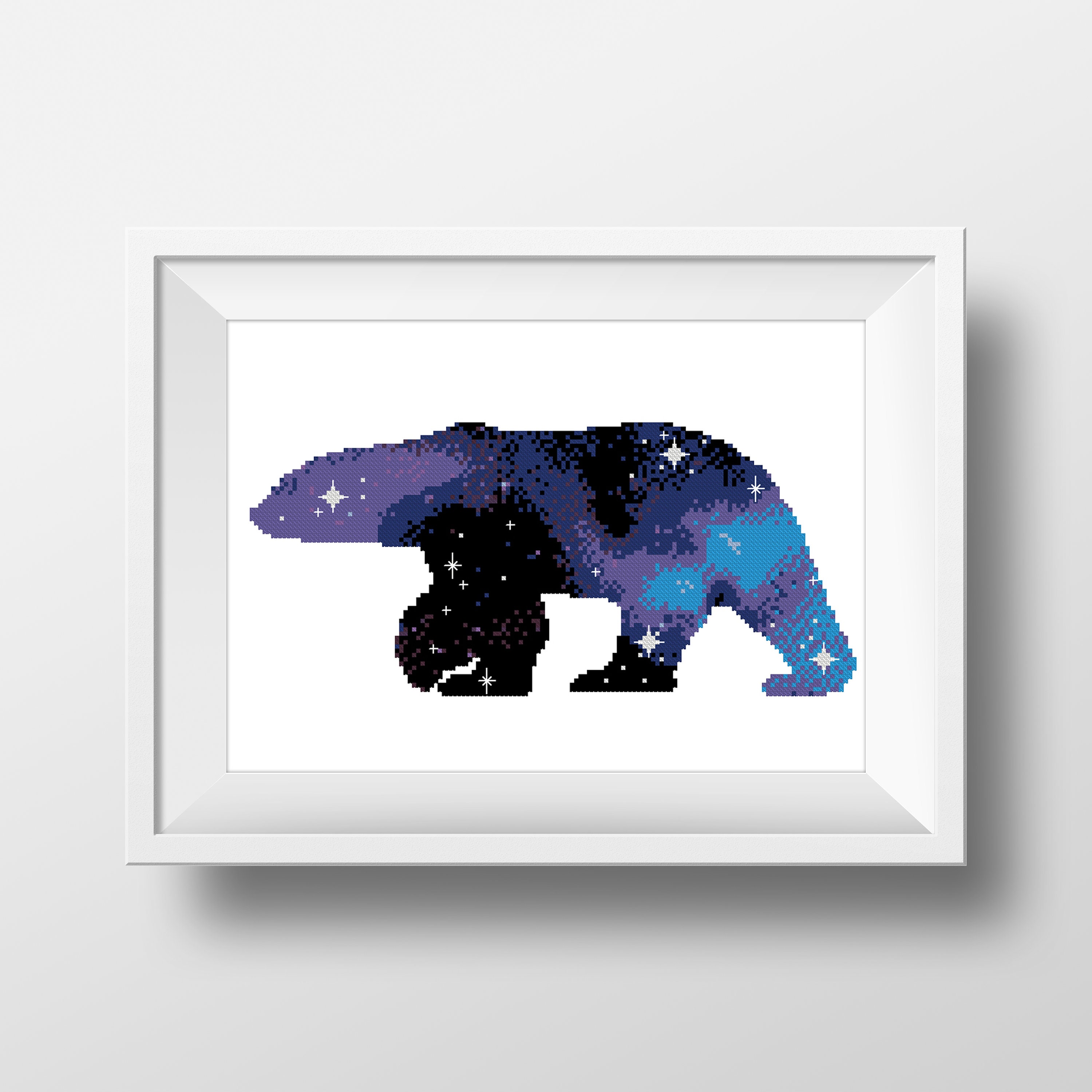 Polar Bear Cross Stitch Pattern PDF Galaxy Bear Modern Etsy