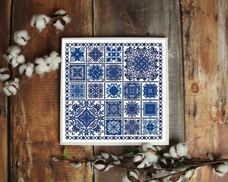 Geometric ornament pattern, Carpet cross stitch sampler, pillow cover, large pattern, sampler counted cross stitch modern #433