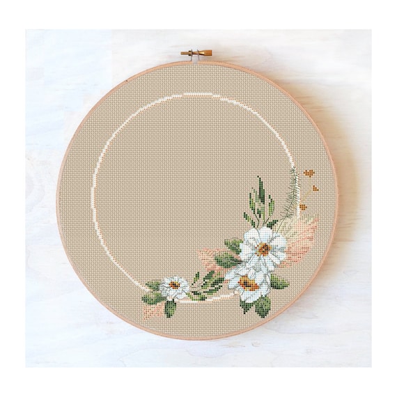 Floral Wreath Cross-Stitch Patterns