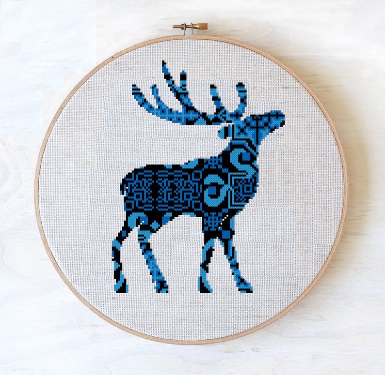 Cross Stitch Pattern Deer Ornament Cross Stitch Pattern Set Etsy