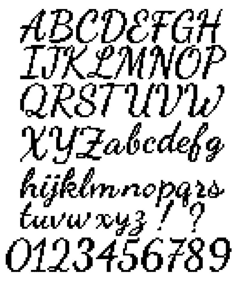 Script Font Cross Stitch Alphabet 20 Stitch Tall Capital Etsy