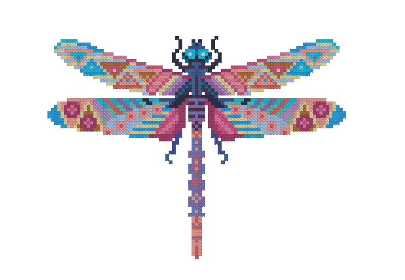Dragonfly Cross Stitch Pattern PDF Geometric Cross Sttich Etsy