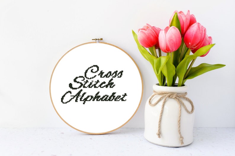 Full Alphabet Cross Stitch Pattern Cursive Font Italic Etsy
