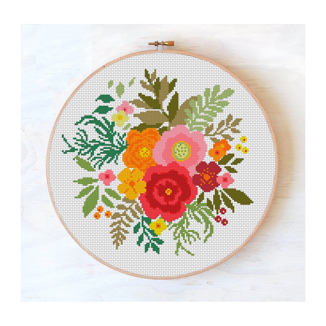 Bouquet of flowers cross stitch Floral cross stitch pattern Etsy