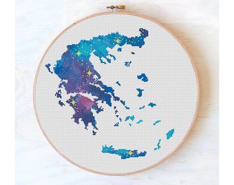 Cross Stitch Modern Greece Silhouette Athens Cross Stitch Etsy