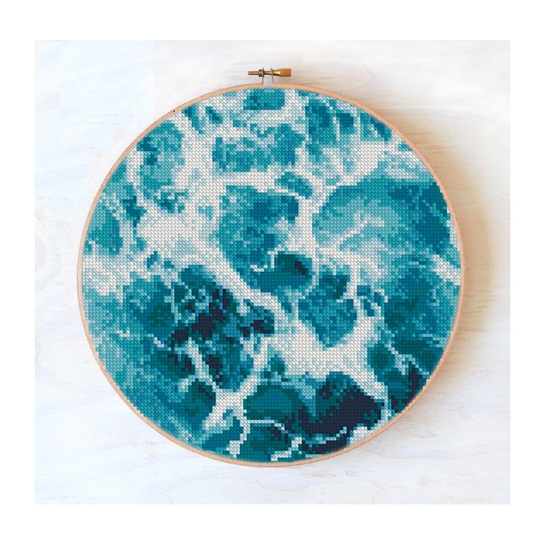 Modern cross stitch pattern ocean wave, nature cross stitch landscape, sea wave, summer cross stitch #485