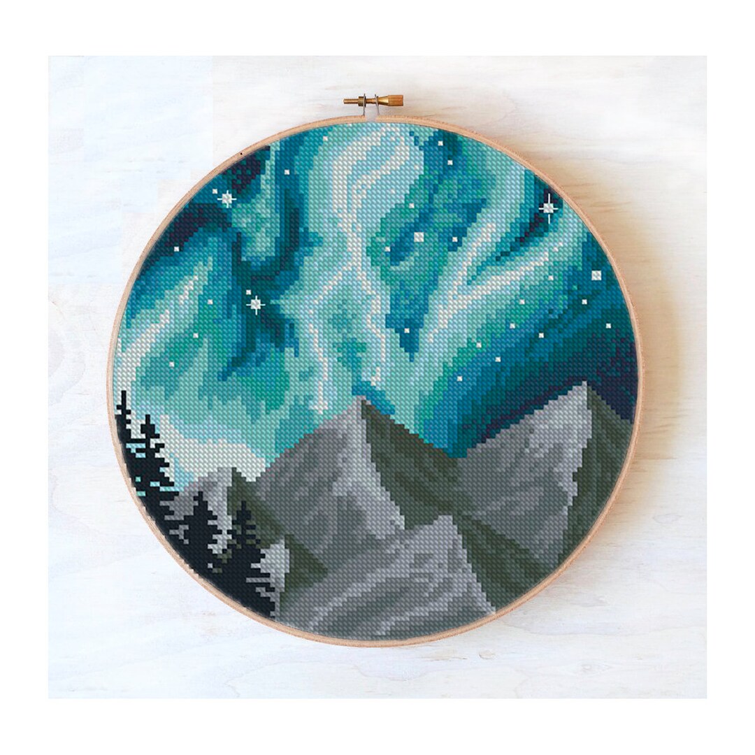 Northern Lights Cross Stitch Pattern Pdf, North Nature Cross Stitch