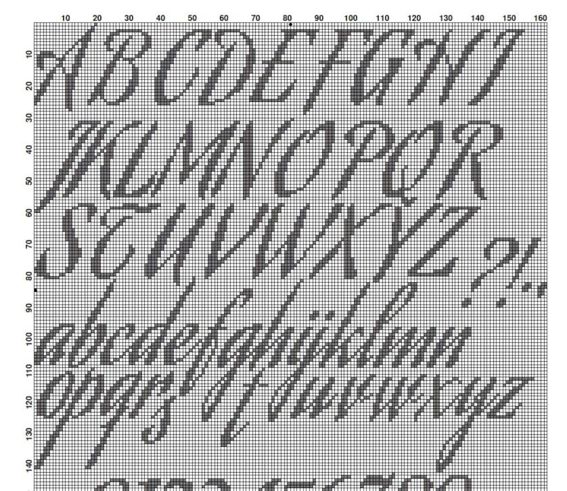 Cursive alphabet cross stitch pattern 24 29 stitch tall Etsy