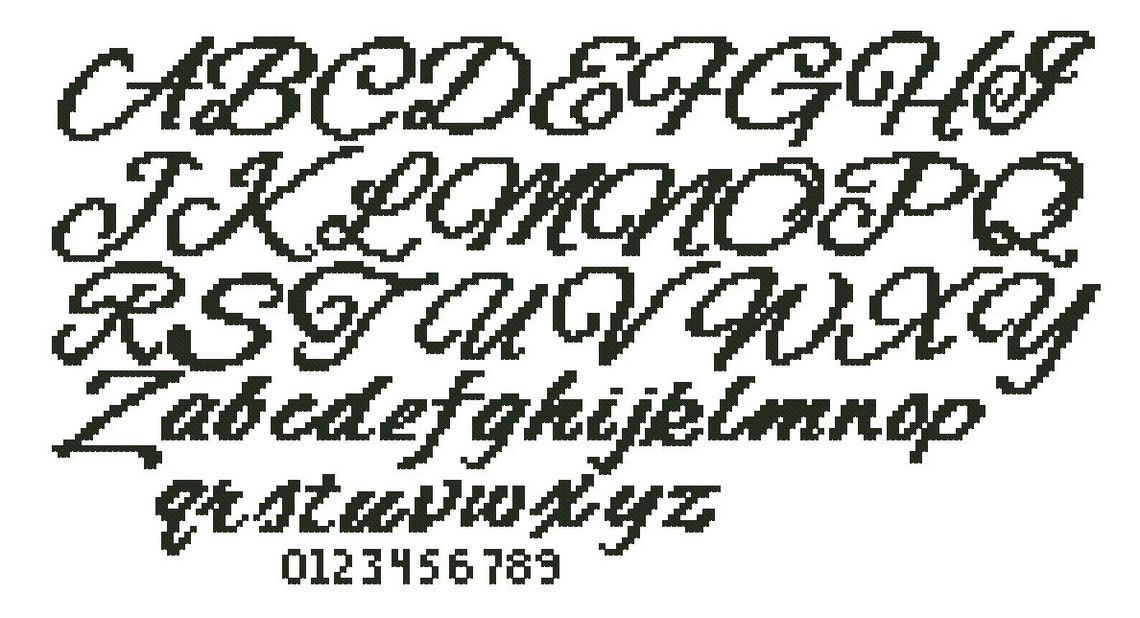 Full Alphabet Cross Stitch Pattern Cursive Font Italic Etsy UK