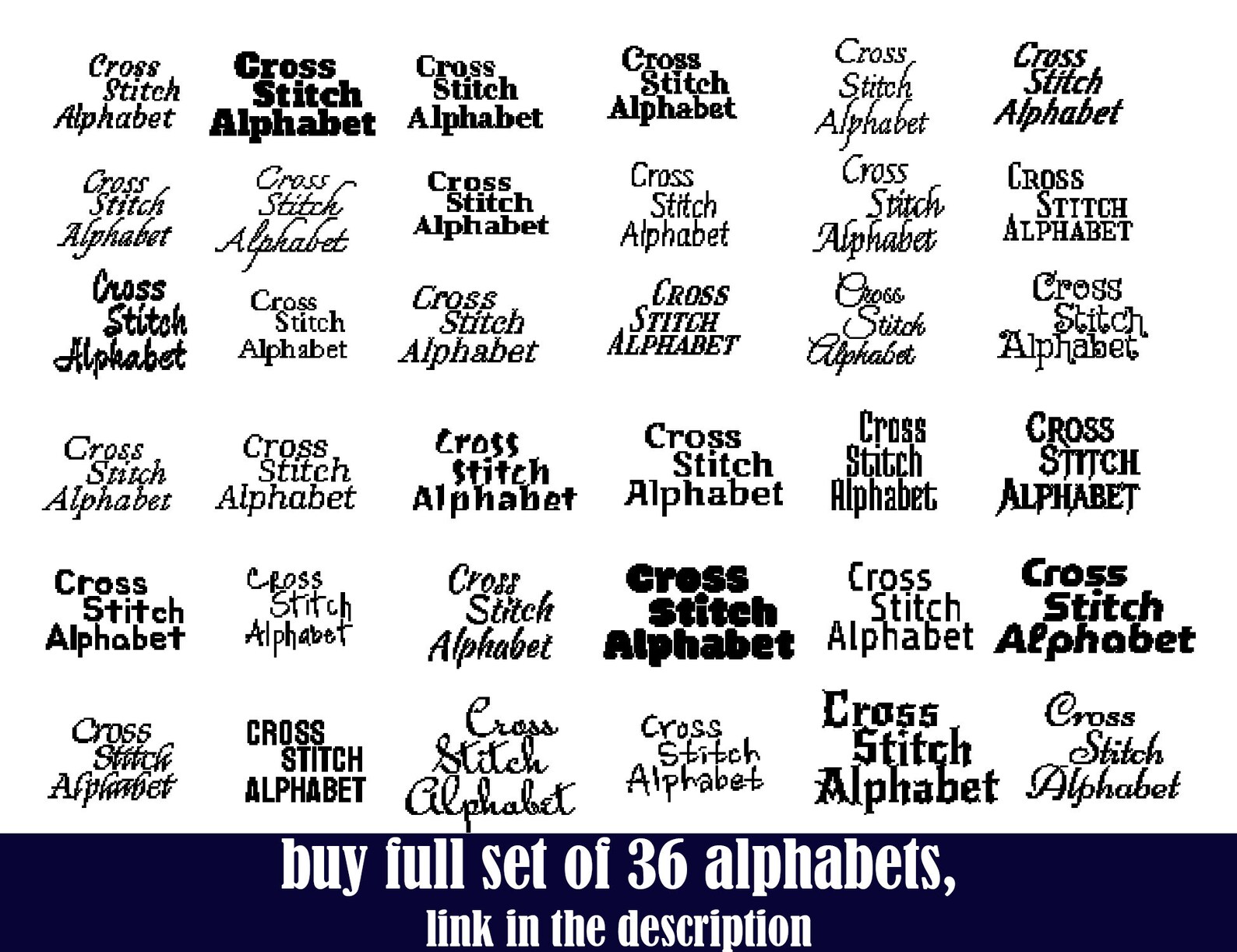 Cross Stitch Pack 9 Alphabets Handwritting Font Block Etsy