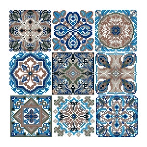 Cross stitch tile,Portugese cross stitch pattern geometric, modern patchwork #831