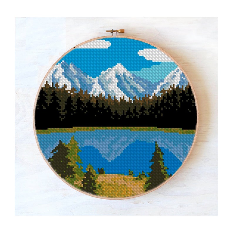 Lake cross stitch pattern North Cross stitch pattern Etsy