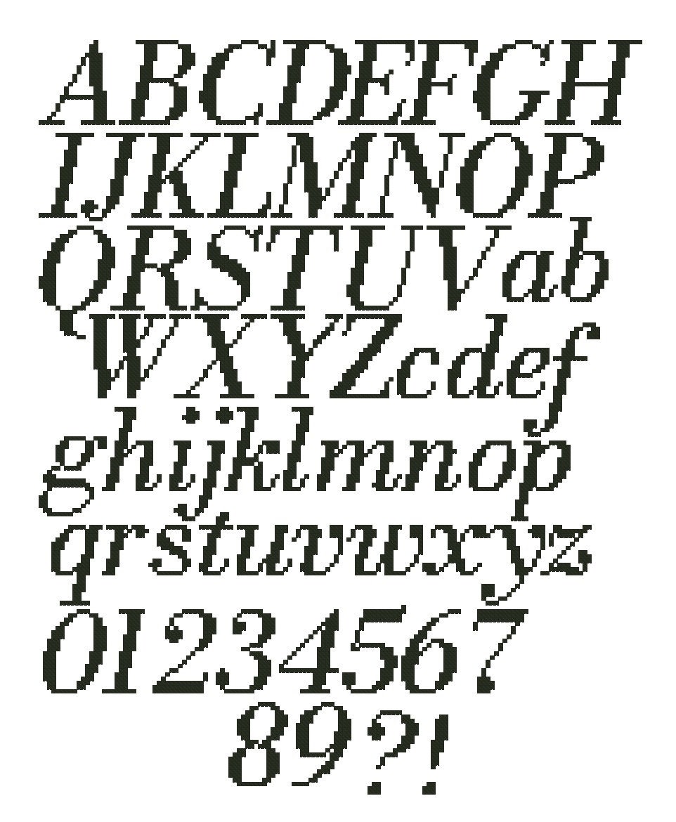Italic Font Cross Stitch Alphabet 20 Stitch Tall Capital Etsy UK