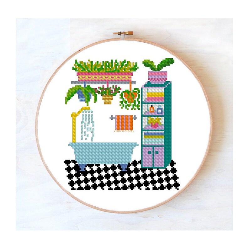 Wonder Bathroom Cross Stitch Pattern PDF Embroidery Hoop Home Etsy