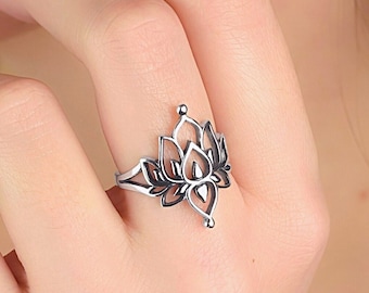 DTZH Rings Jewellery Ring S925 Sterling Silver Retro Inlaid Jasper Lady Lavish Atmosphere Lotus Ring Send Girlfriend Birthday Gift to Dear People DTZH Rings Jewellery Ring S925 Sterling Silver Retro Inlaid Jasper Lady Lavish Atmosphere Lotus Ring Send Girlfriend Birthday Gift to Dear People