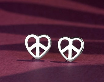 Pendientes "Paz y Amor" en plata de ley 925/1000 - Pendientes "Paz y Amor" - Pendientes "Paz y Amor" en plata
