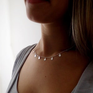 925 Sterling Silver Choker Necklace with Small Silver Round Pieces