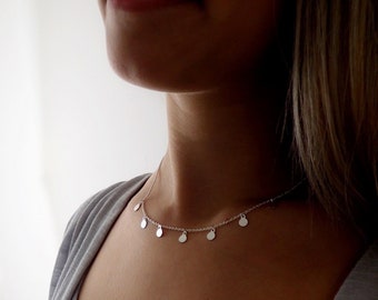 925 Sterling Silver Choker Necklace with Small Silver Round Pieces