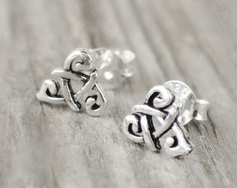 Boucles D'oreilles Triskel En Argent 925 Pour Enfant | Puces Avec Fermoir Tige Poussette | Neuf Avec étiquettes