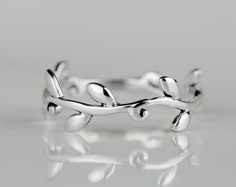 Sterlng Slver Branch Rng Olve Leaf Rng Botancal Rng - Etsy