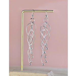 Longues Boucles d'oreilles Tout Argent 925/1000e image 1