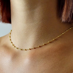 Gold Plated Satellite Choker Necklace - 14k Gold Plated Choker