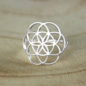 925 Sterling Silver Flower Of Life Ring